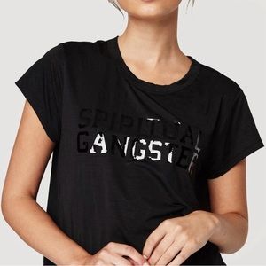 Spiritual Gangster Black Crop Boxy Tee EUC Oversized Relaxed Fit